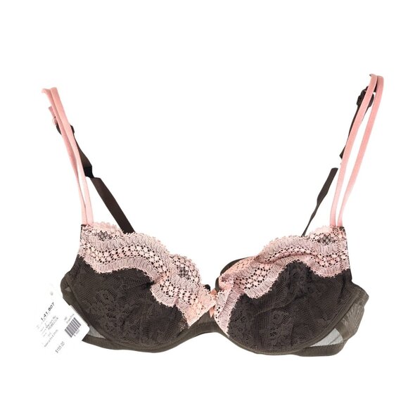 Miss Naory Bra Underwire Lace Lined Brown Pink Size 34B - Picture 1 of 5